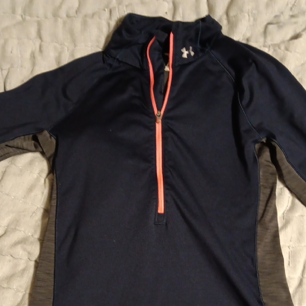 Under Armour Black and Coral Quarter-Zip Top